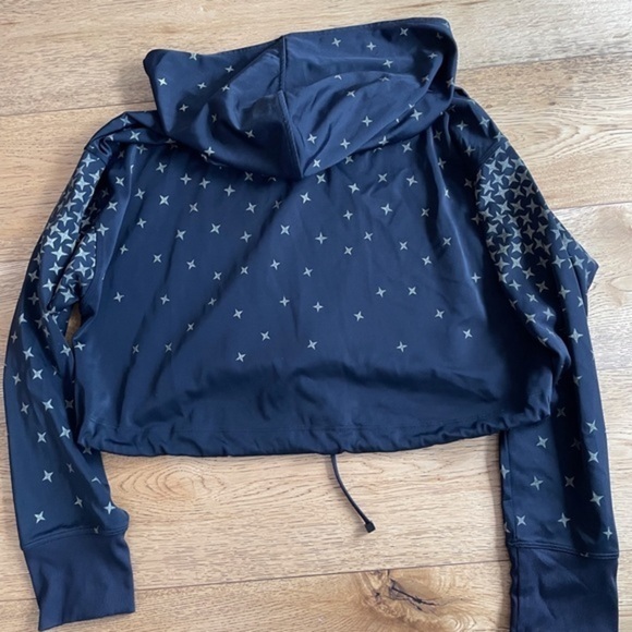 Koral Activewear Star-Print Hooded Sweatshirt Pullover Size L Black‎ - Picture 8 of 9